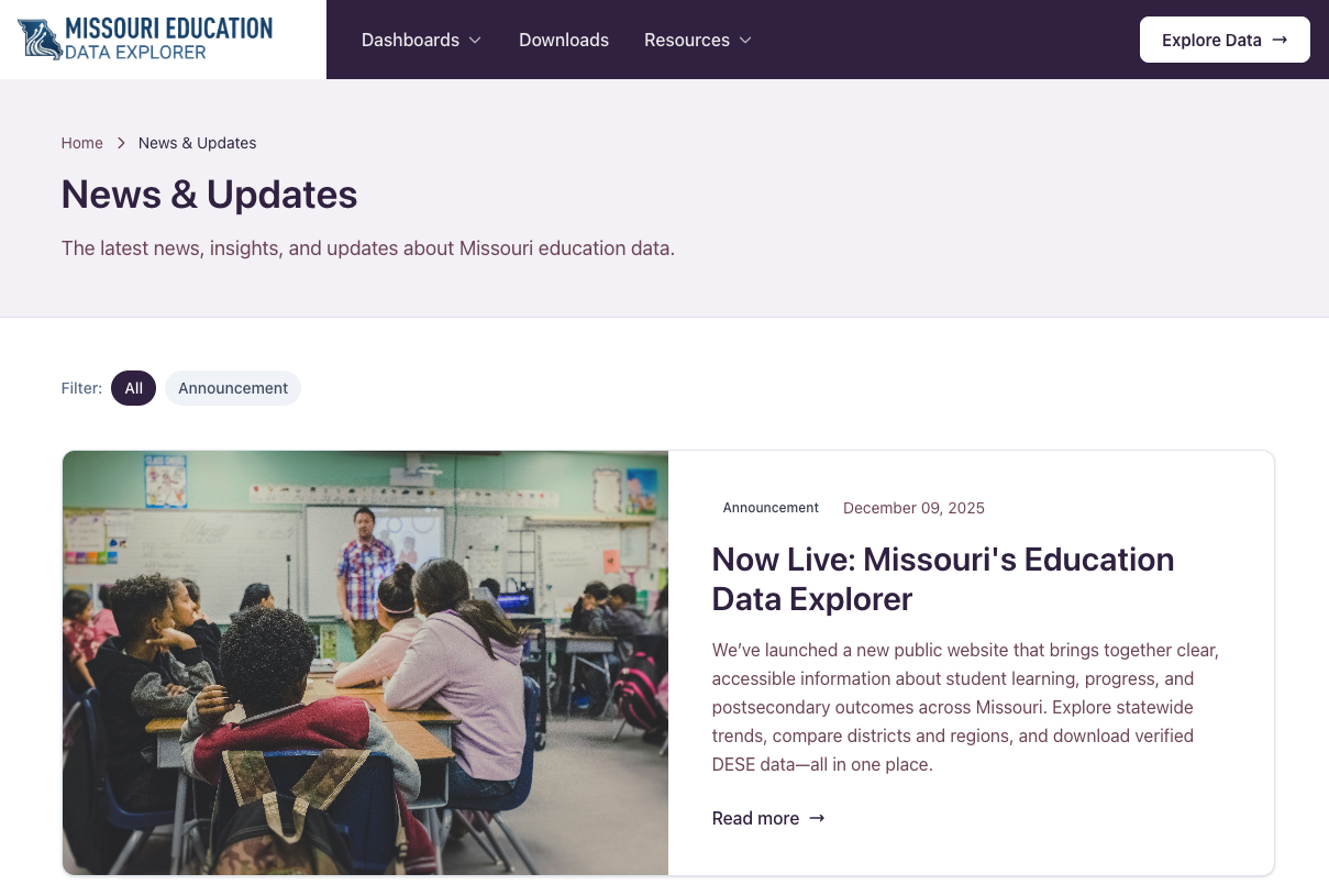 Missouri Education Data Explorer